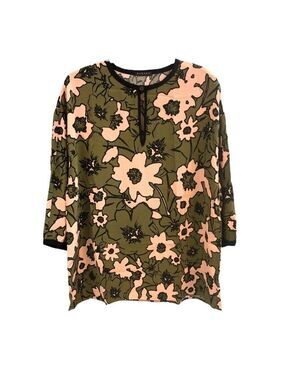 Sisley Floral Oversized Relaxed Fit Flowy Cropped Sleeve Blouse Top